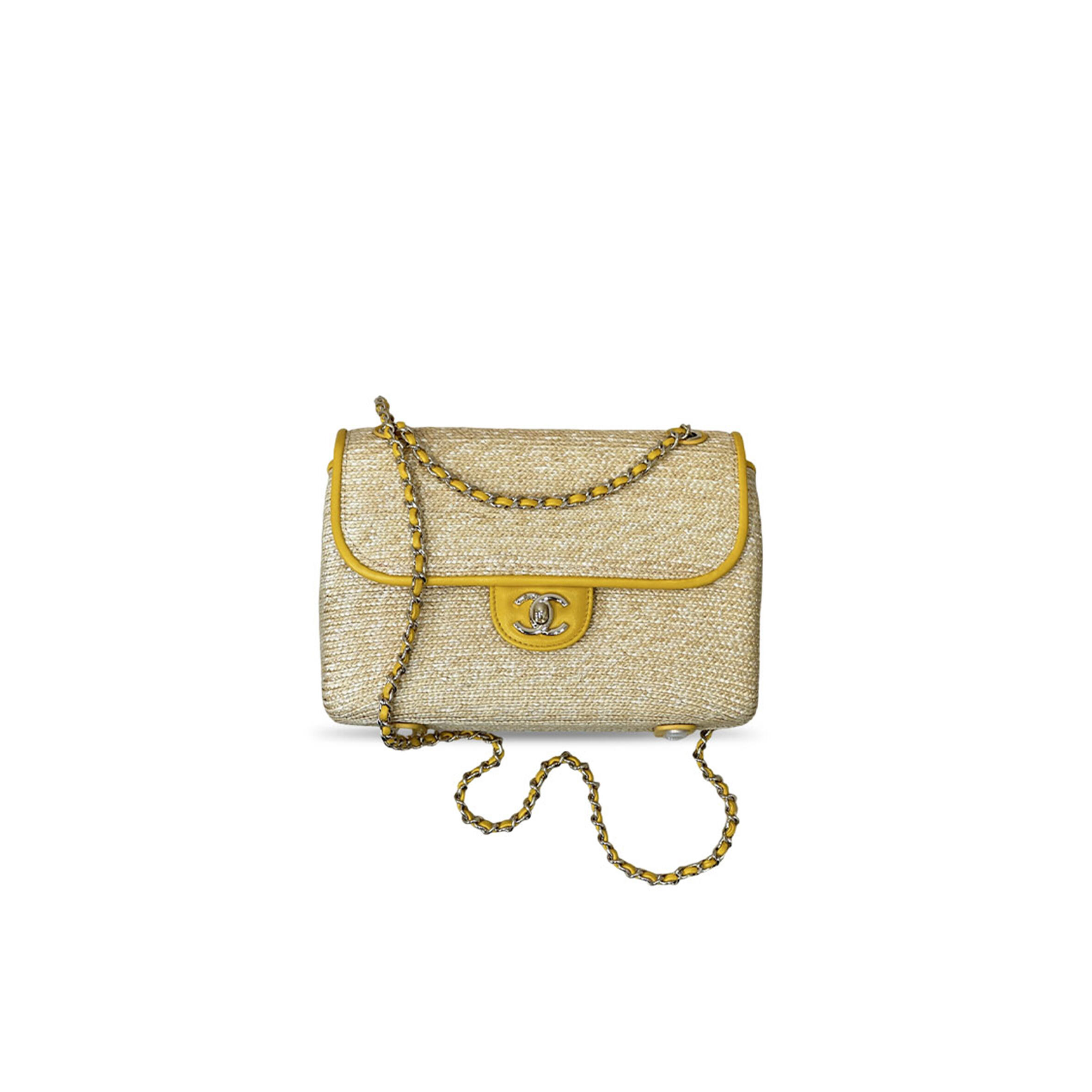CHANEL RAFFIA LAMBSKIN SMALL FLAP BAG AS6017 (23*16*8cm)